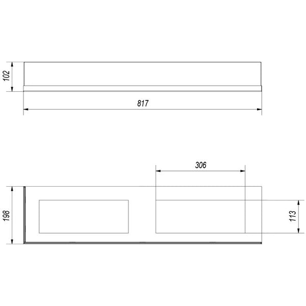 Glas til hjørnepejs - 90 cm venstre
