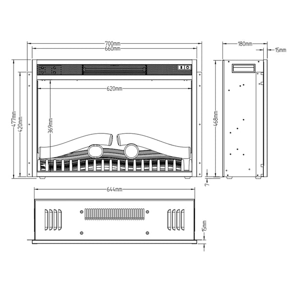 LED Elpejs til indbygning - 70 cm