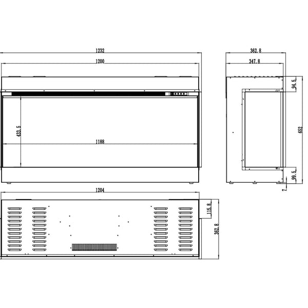 Superb 3D 120 cm – Indbygningselpejs
