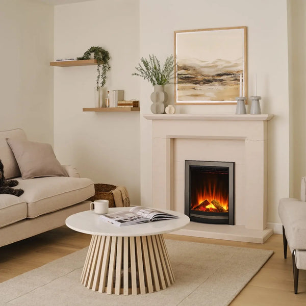 Sway Elegance Electric Fireplace with Black and Nickel Front Panel – Built-in Electric Fireplace