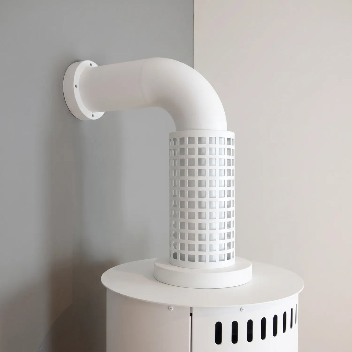 Fake Flue for Bioethanol Stove - Small - White, showing wall attachment bracket