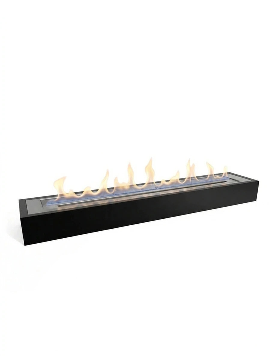 Bioethanol burner insert, 105 cm, lit with a realistic flame, studio hero view