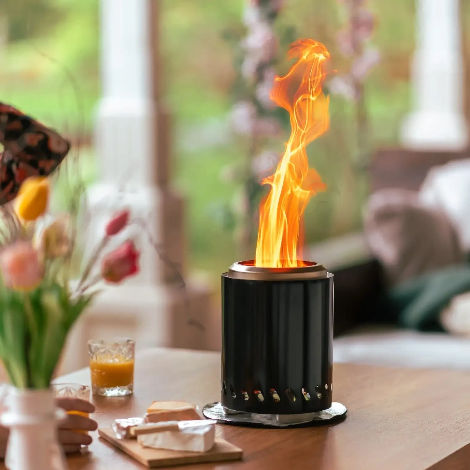 Volcano bord ildsted medium – sort rustfrit stål
