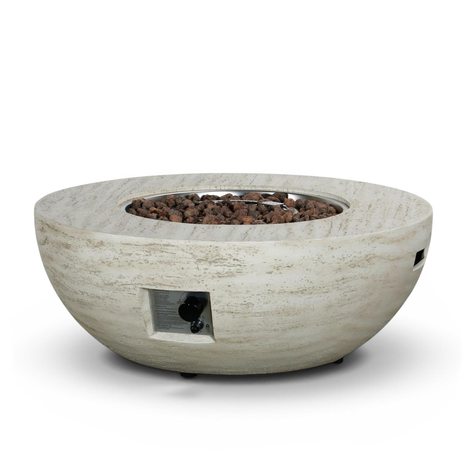 Estate Bowl 92 Travertine – Rund gaspejsbord