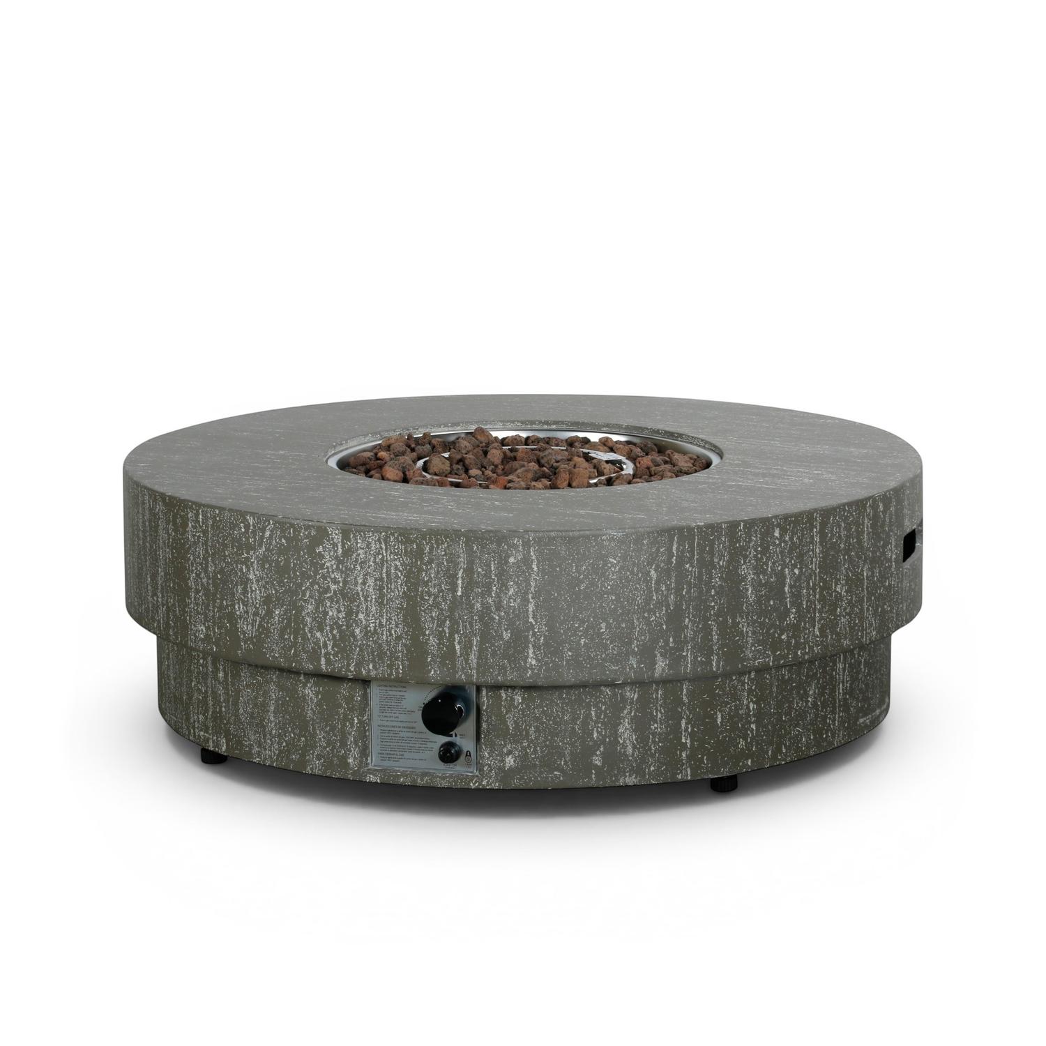 Estate Round 105 Dark Travertine – Round Gas Firepit Table
