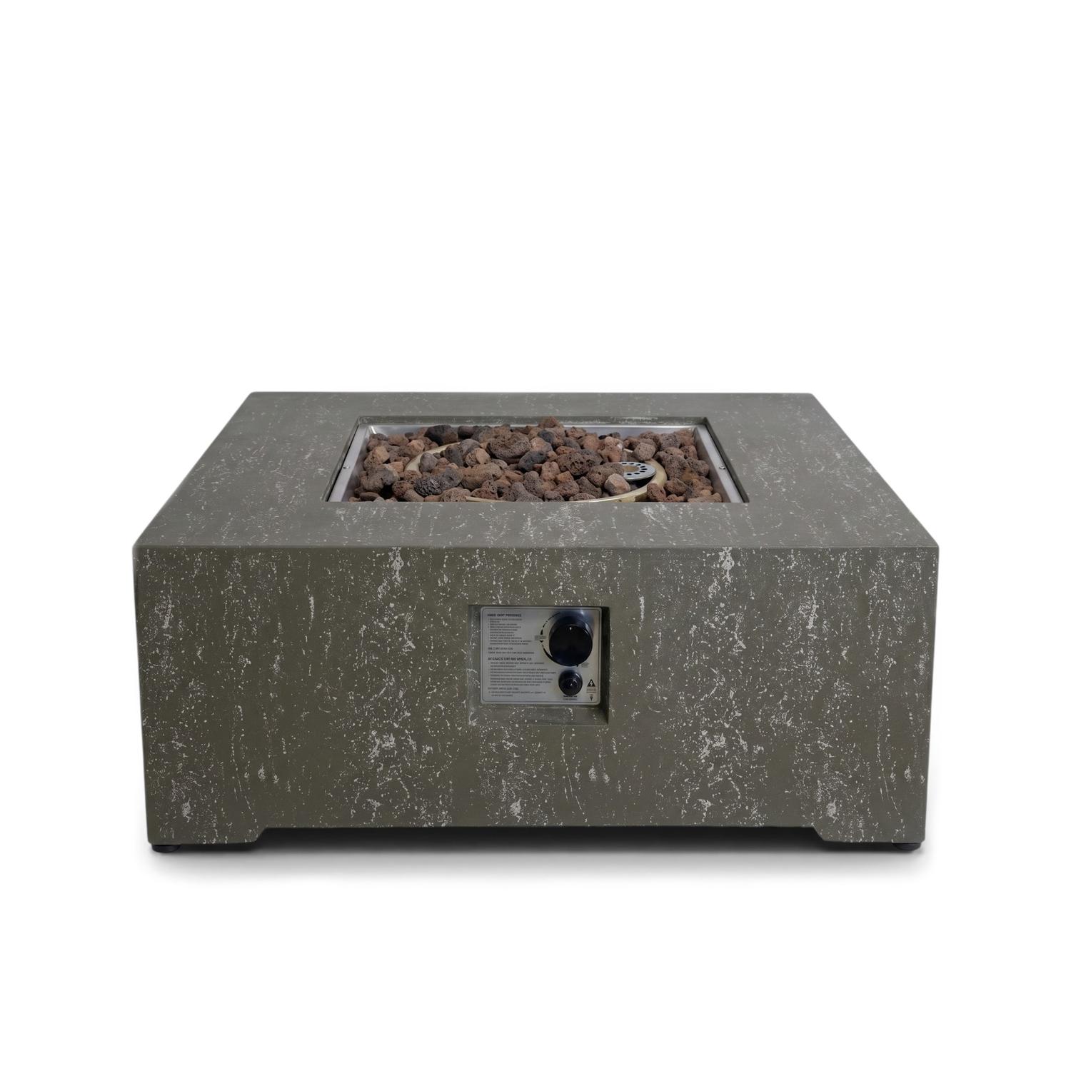 Estate Square 88 Dark Travertine – Square Gas Firepit Table