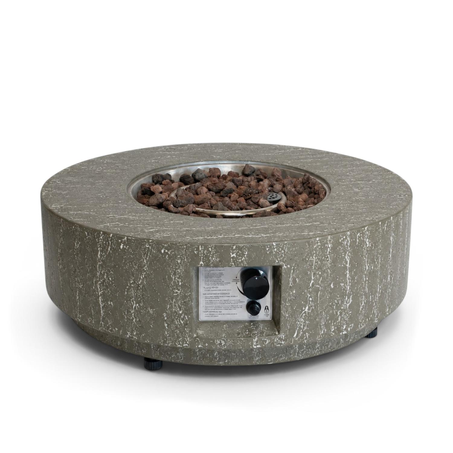 Estate Round 76 Dark Travertine – Round Gas Firepit Table