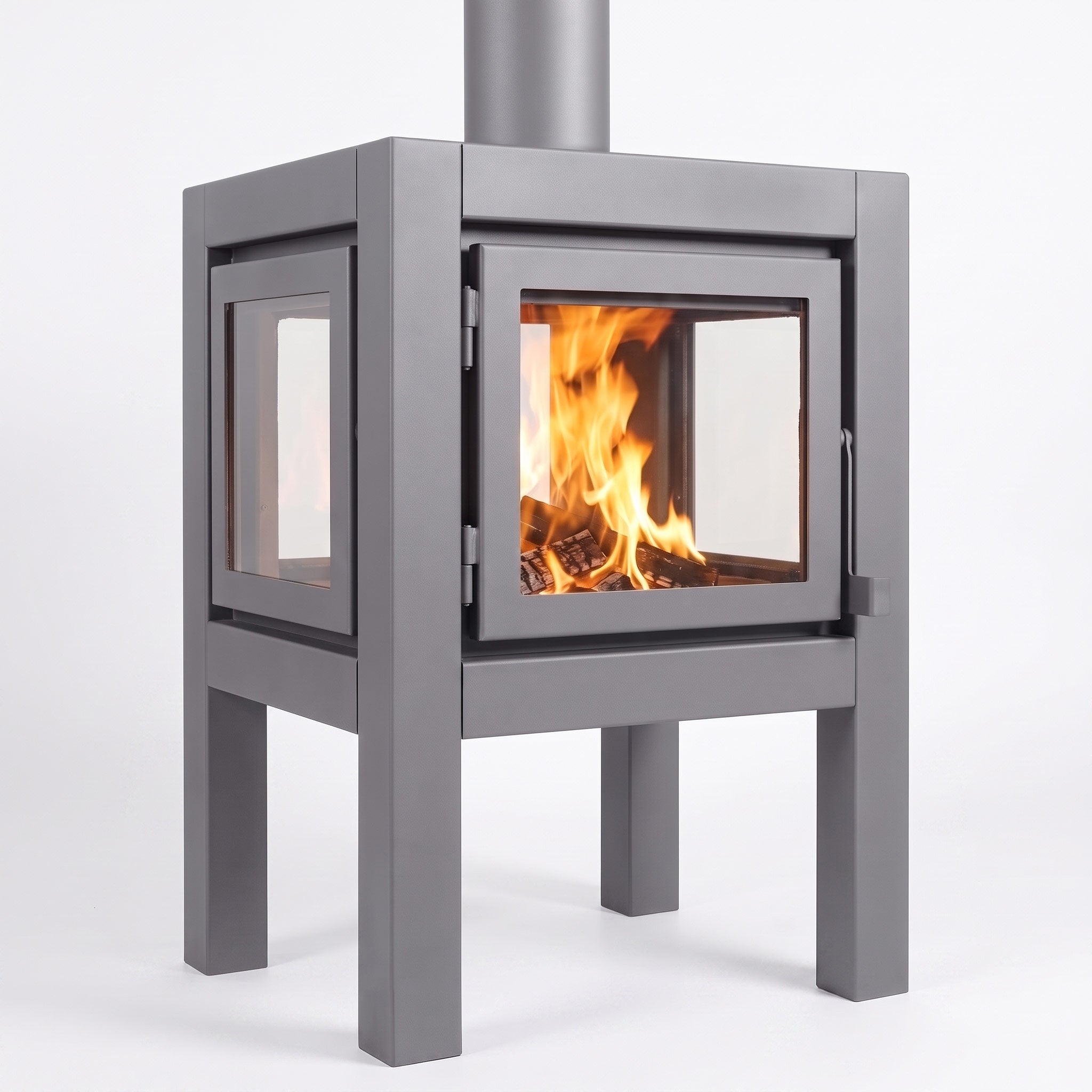 Quaruba Large Outdoor Fireplace - Matte Steel