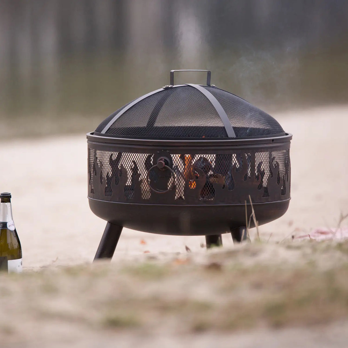 Bålsted med grill og net