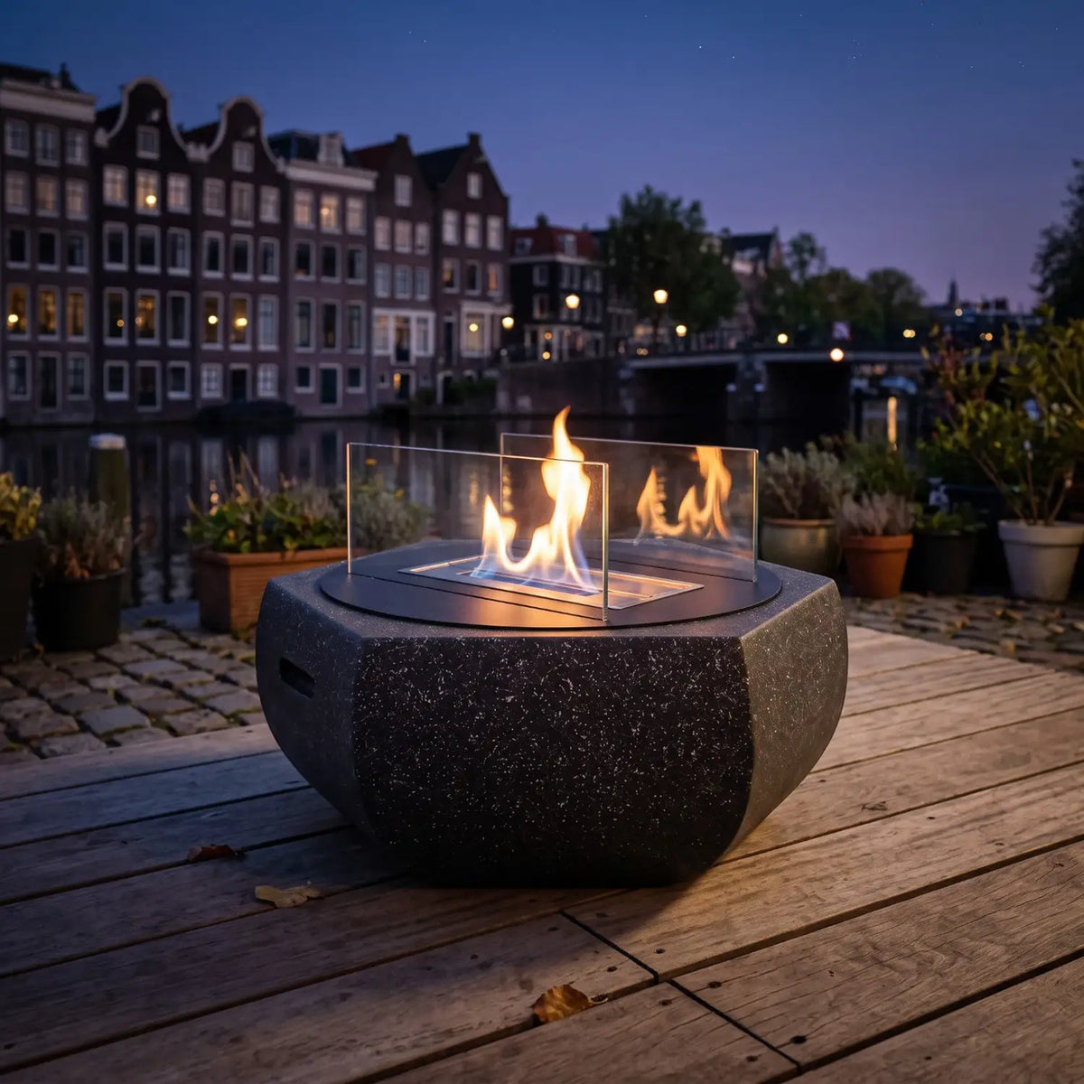 SOLIS - Granite Black - Outdoor Bioethanol Fireplace