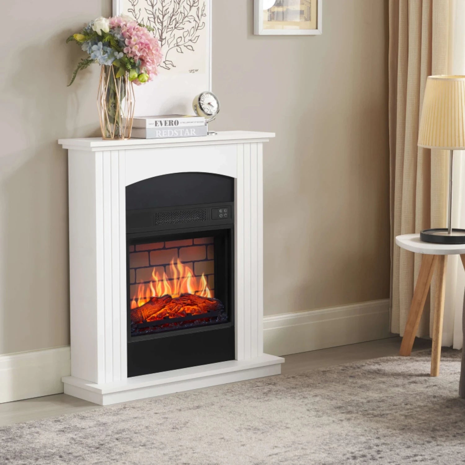 Collins AF18B Electric Fireplace – White Mantel with 18" Insert