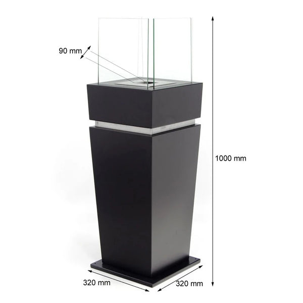 Gulv biopejs med glas - Sort