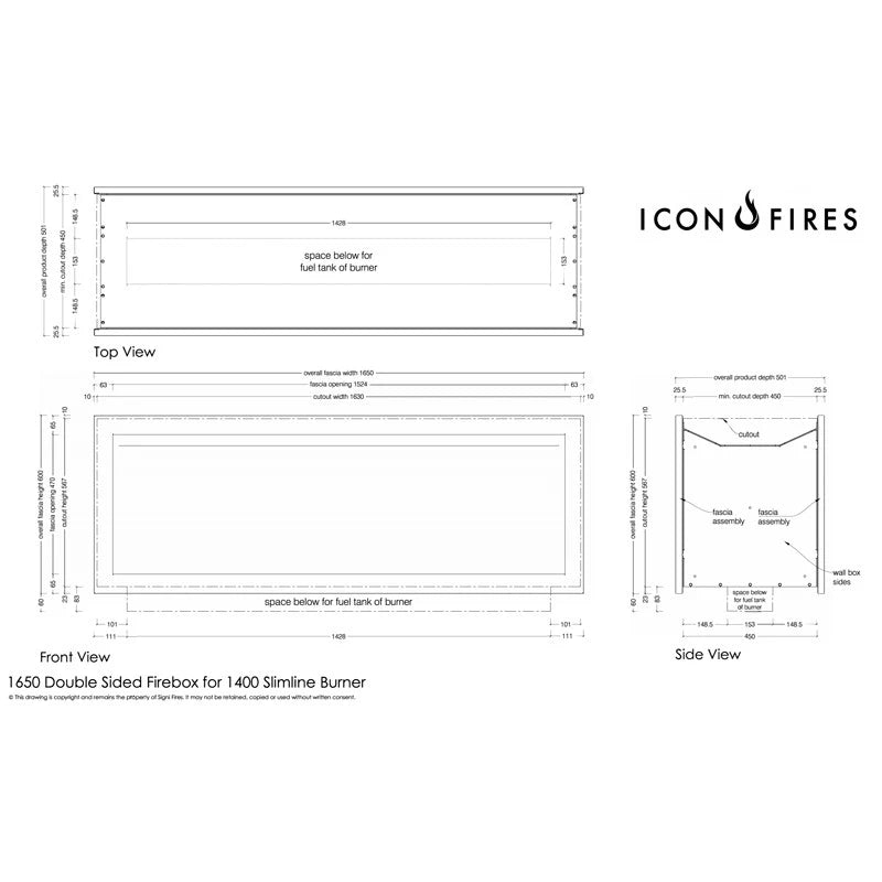 Icon Slimline Firebox FBDS1650 - Sort