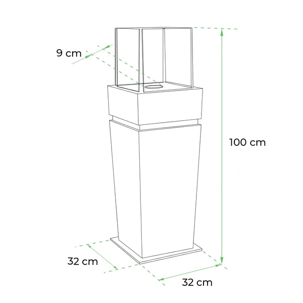 Gulv biopejs med glas - Sort