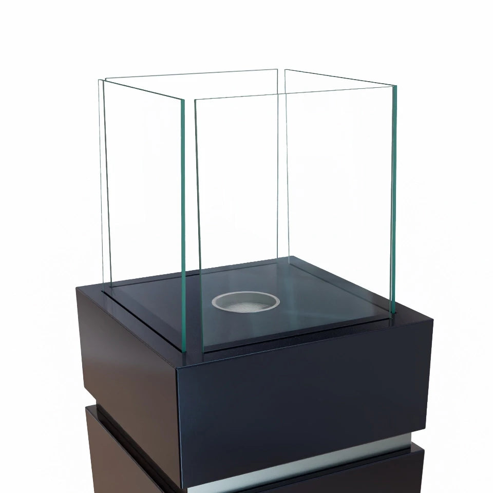 Gulv biopejs med glas - Sort