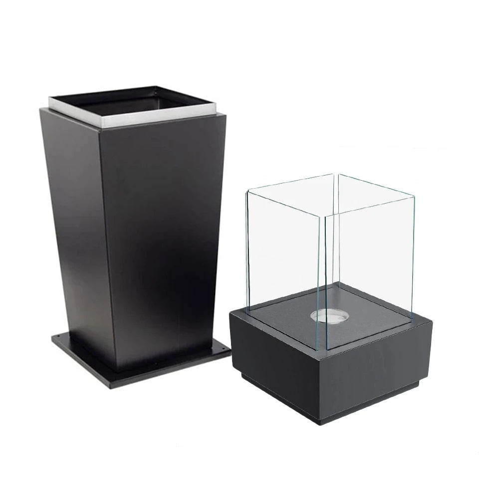 Gulv biopejs med glas - Sort