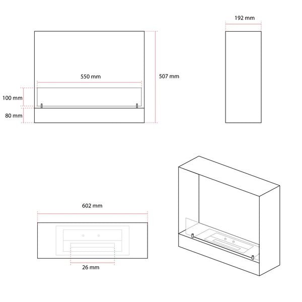 Ét-sidet 60 cm biopejs til indbygning - Sort