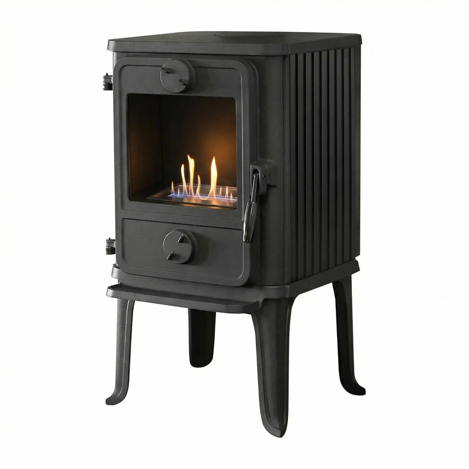 Black freestanding cast iron – Morsø 1010 with ribbed sides and 250 mm legs
