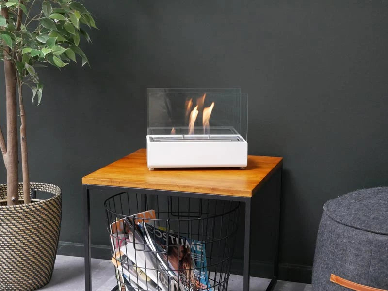 Bord biopejs med glas - Hvid