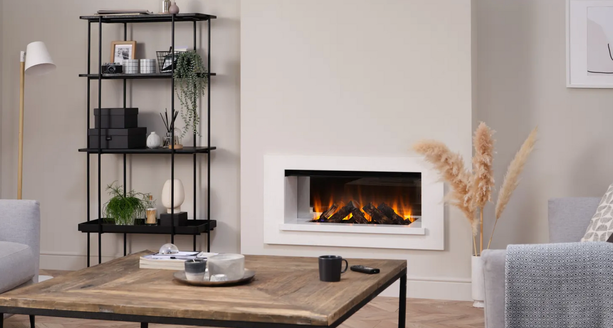 Holbury 1200 White Marble – Built-In Electric Fireplace
