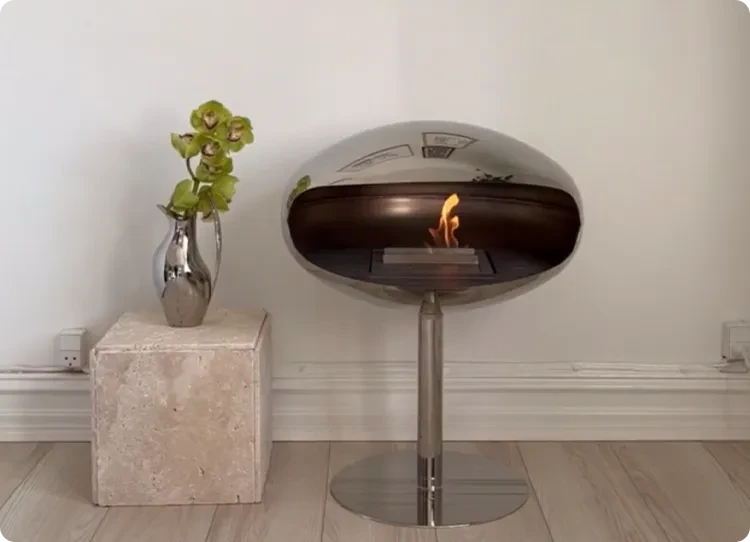 Cocoon Pedestal fritstående biopejs i rustfrit stål