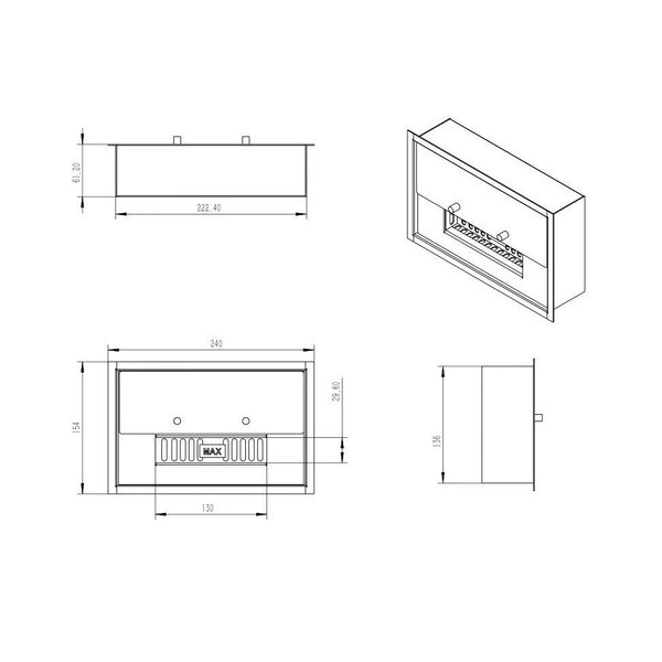1,0 liter Deluxe Bioethanol Brandkar 24 cm