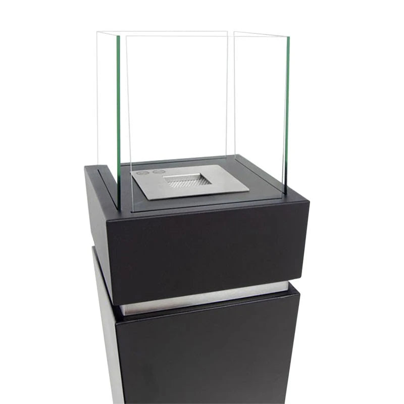 Gulv biopejs med glas - Sort