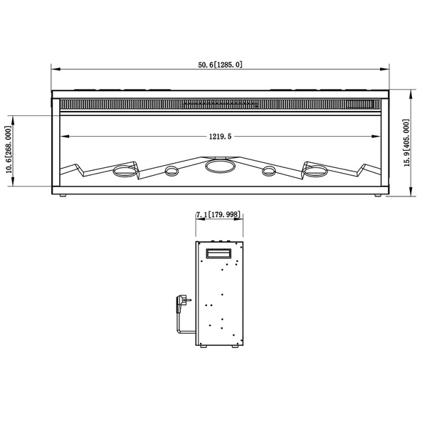LED Klassisk indbygningspejs til el - 129 cm