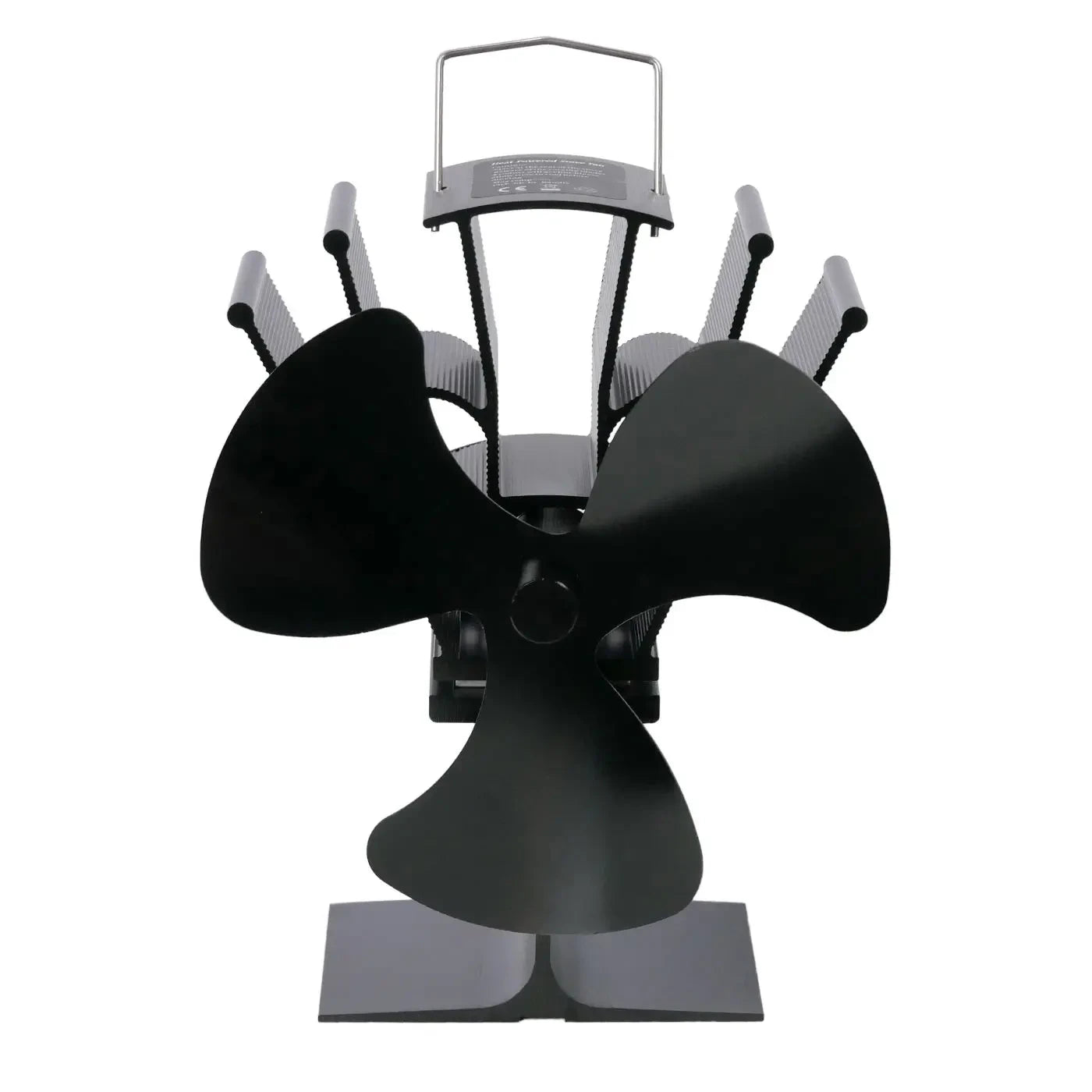 Sort varmedrevet pejseventilator – 3 blade