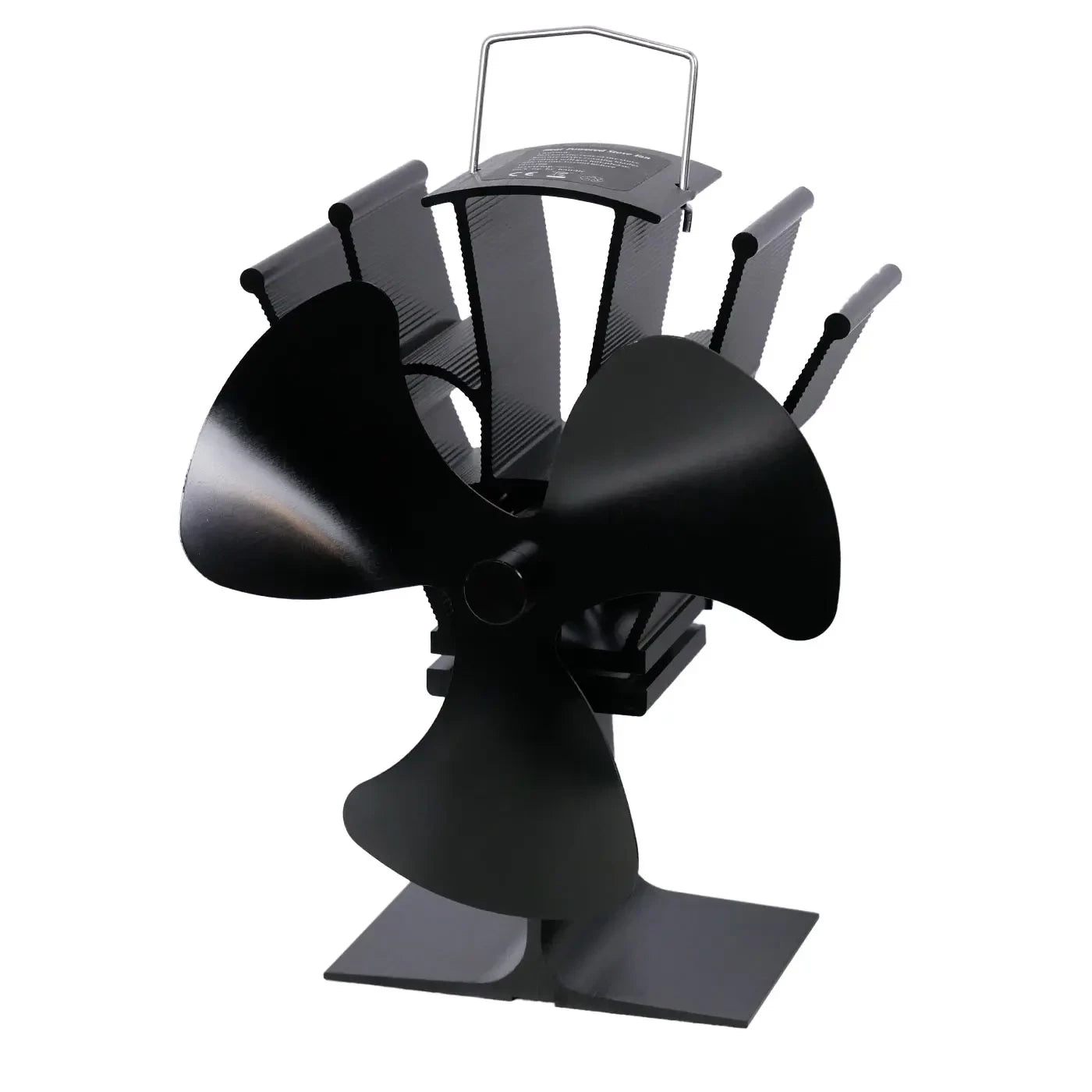 Sort varmedrevet pejseventilator – 3 blade