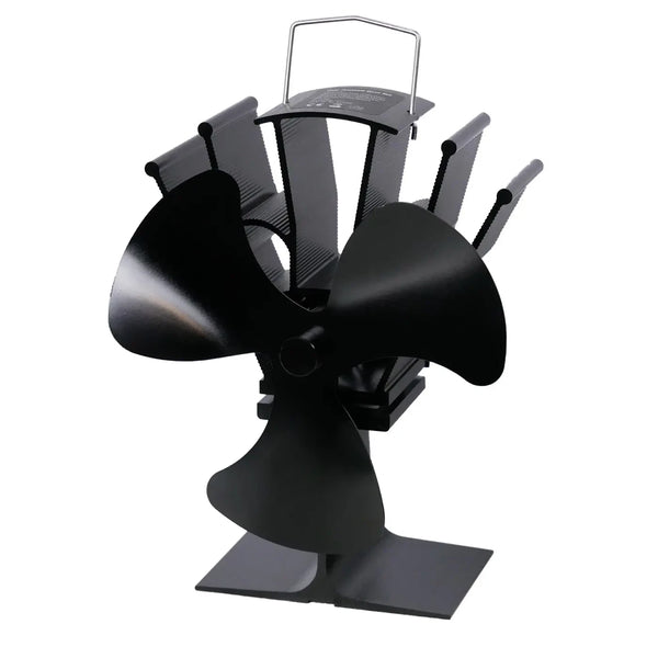 Sort varmedrevet pejseventilator – 3 blade