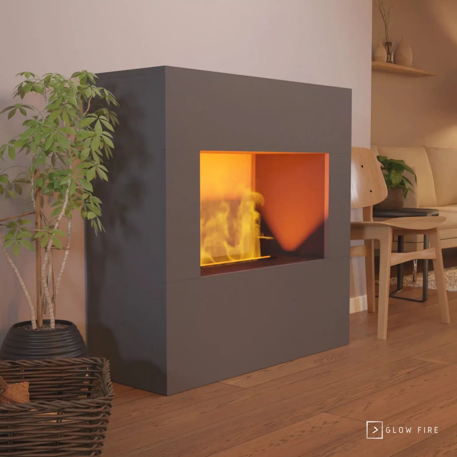 Goethe Grå OMC 600 | Fritstående vanddamp pejs