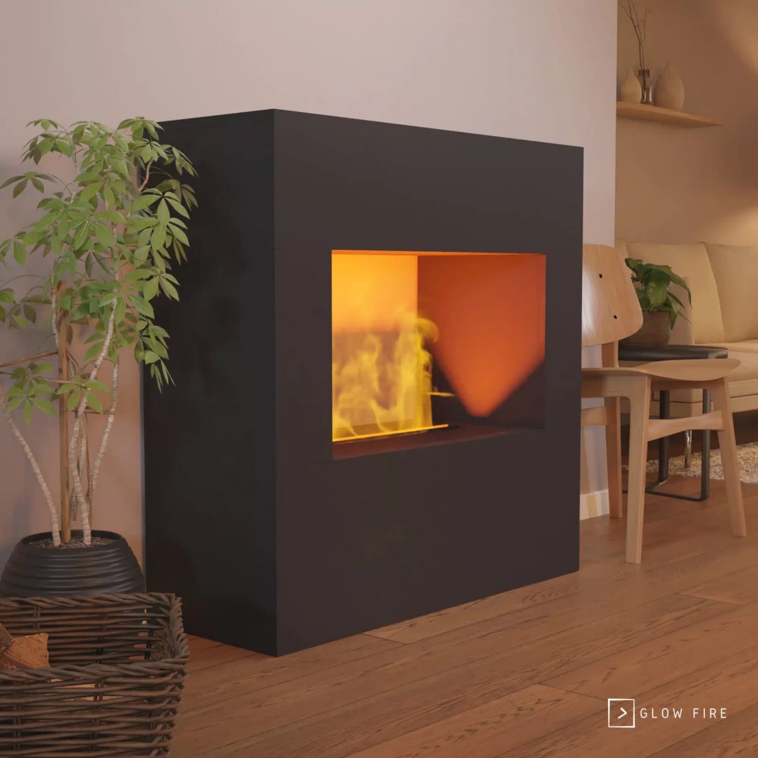 Goethe Sort OMC 600 | Fritstående Vanddamp Pejs