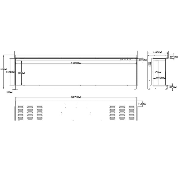Gold 193 cm – Indbygningselpejs