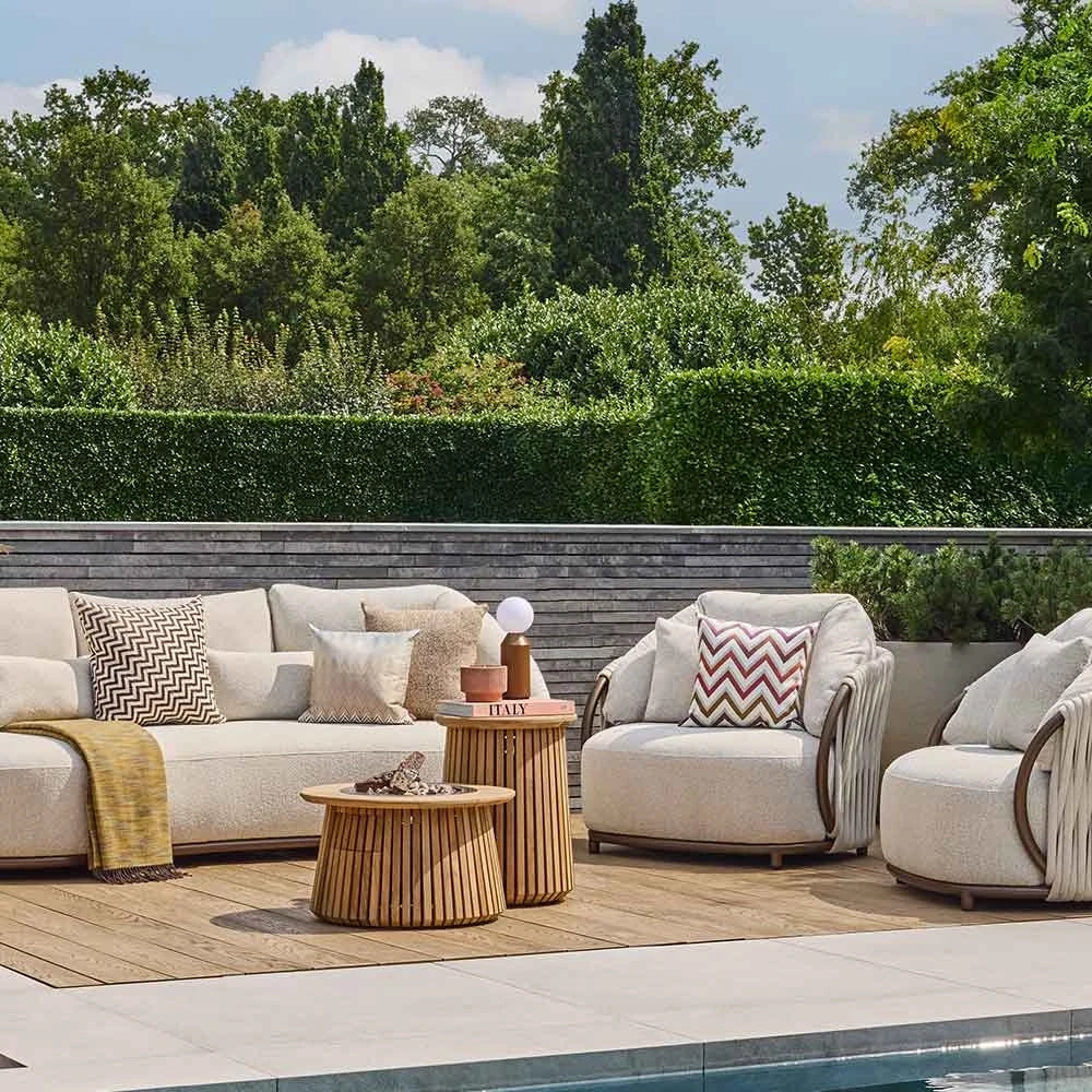 Lagune Round 60 Teak – Rund gaspejs ildbord