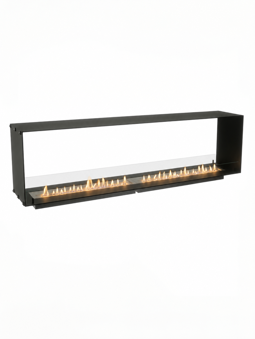Foco Two 2300 with manual bioethanol burners, lit flame