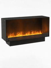 Foco Myst One 1200 water vapour fireplace, studio shot with realistic Opti-myst flame effect