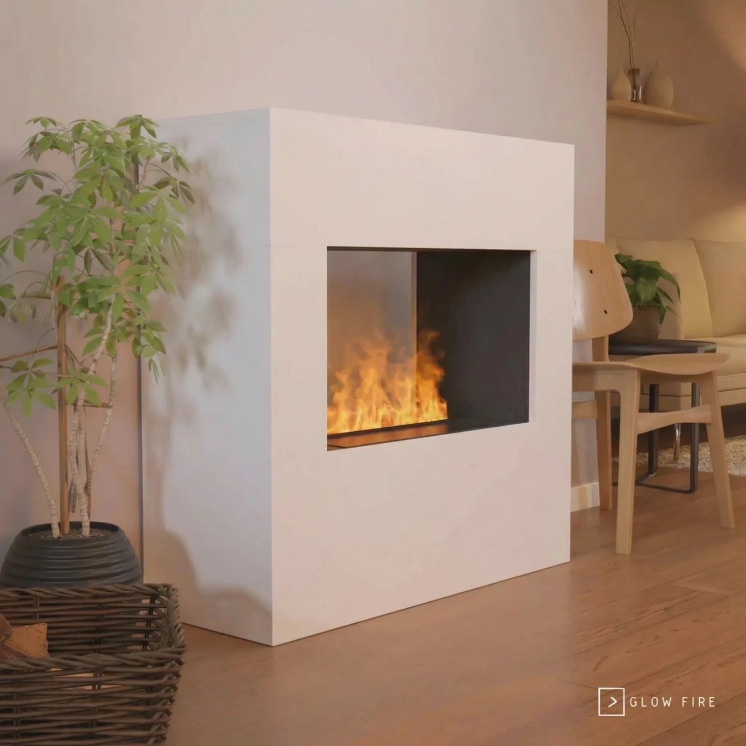 Goethe Hvid - OMC 600 | Fritstående vanddamppejs