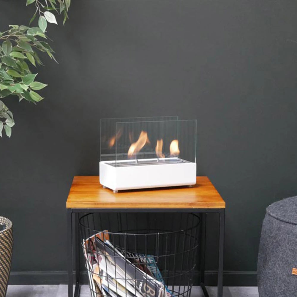 Bord biopejs med glas - Hvid