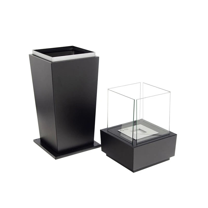 Gulv biopejs med glas - Sort