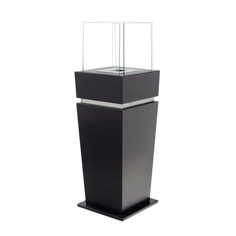Gulv biopejs med glas - Sort