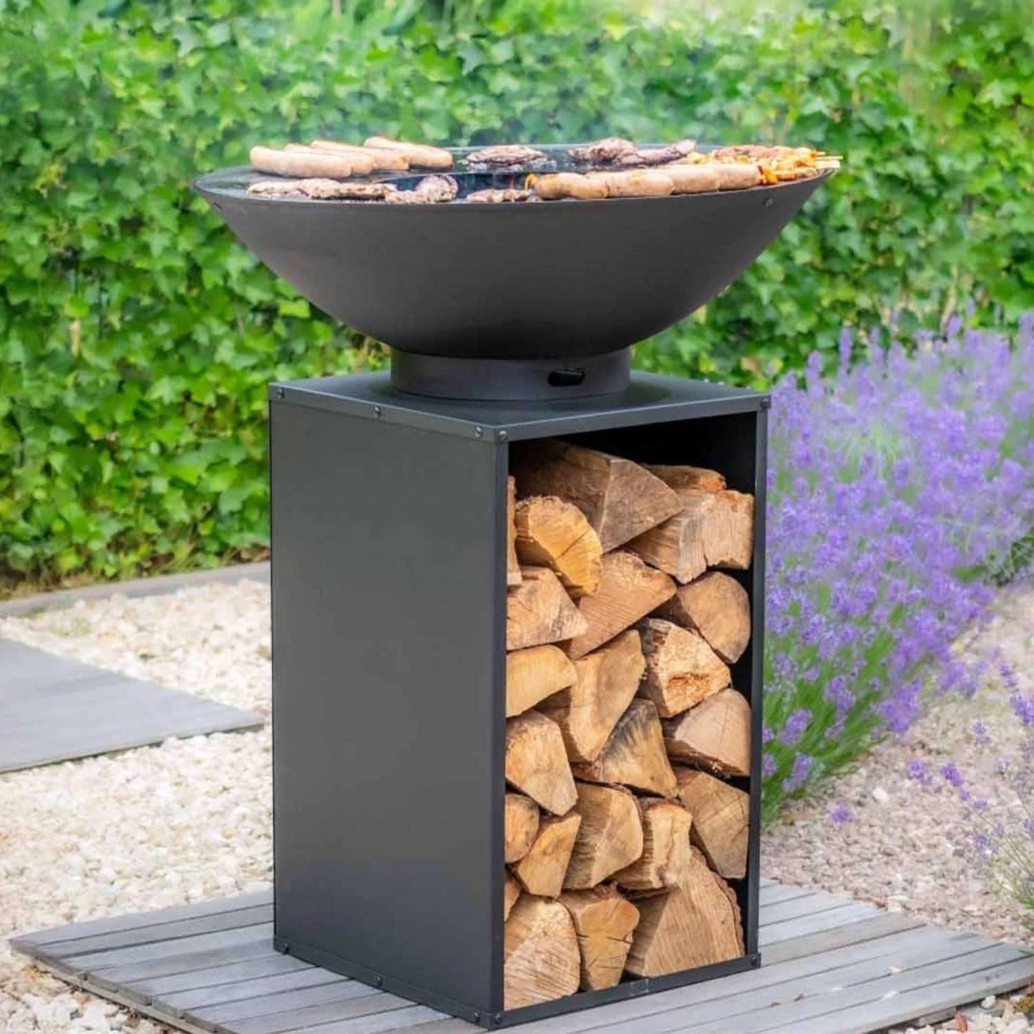 Onyx Ildskål med grill og brændelager - Ø60