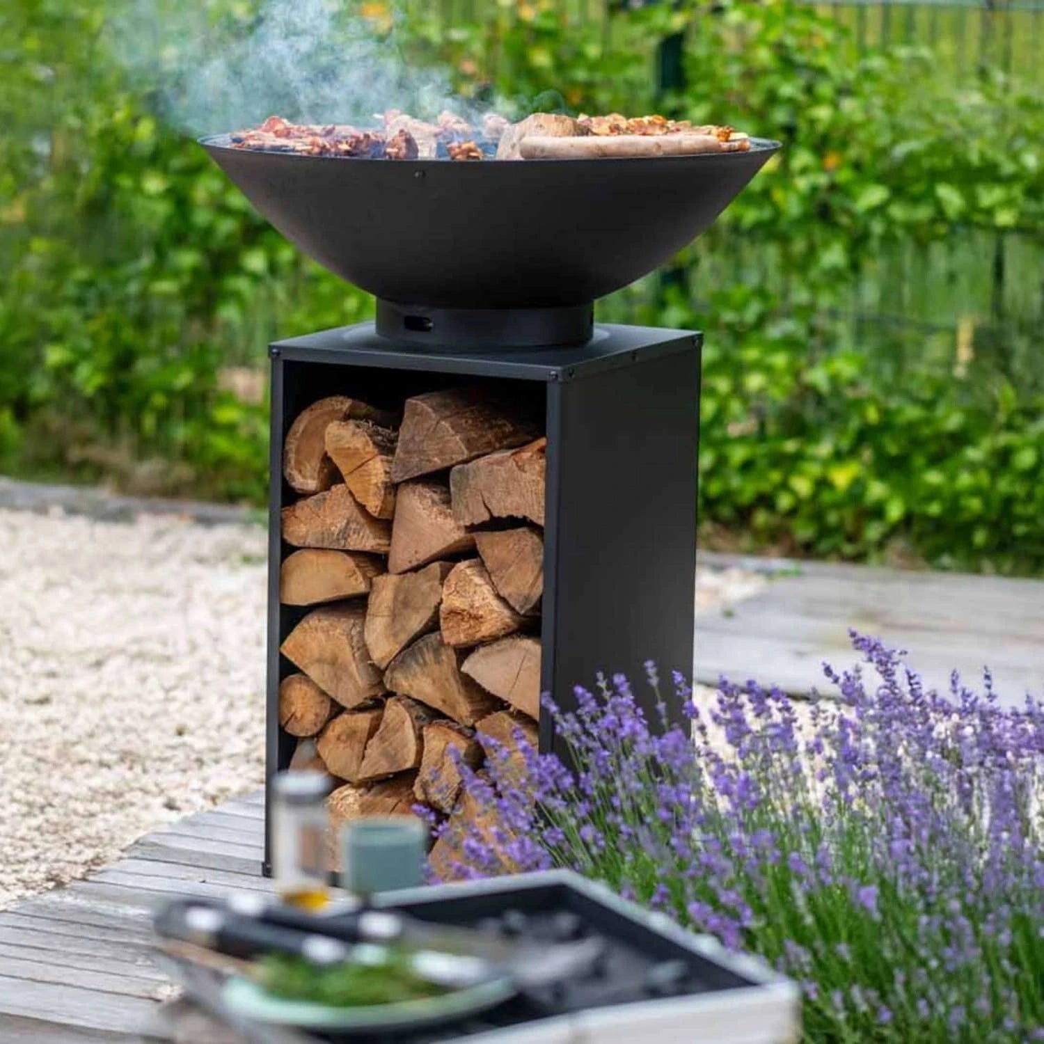 Onyx Ildskål med grill og brændelager - Ø60