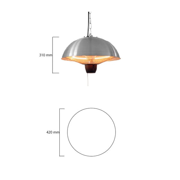 Terrassevarmer 600/ 1500W, HA, Ø42 cm, Sølv