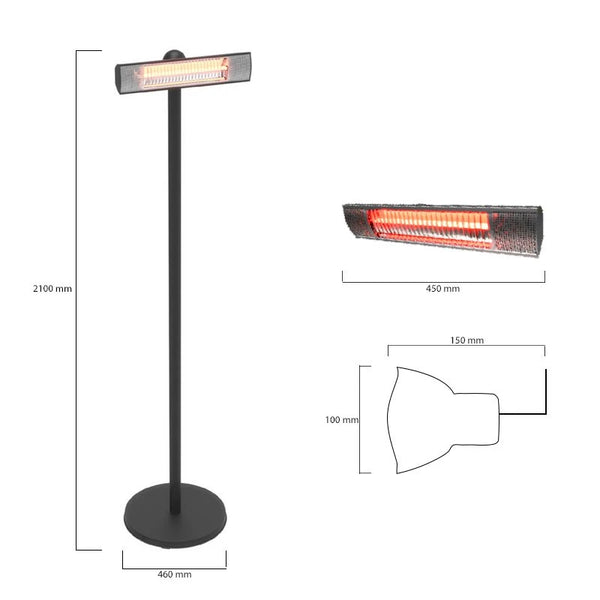 Terrassevarmer gulvmodel 1500W, GT, sort