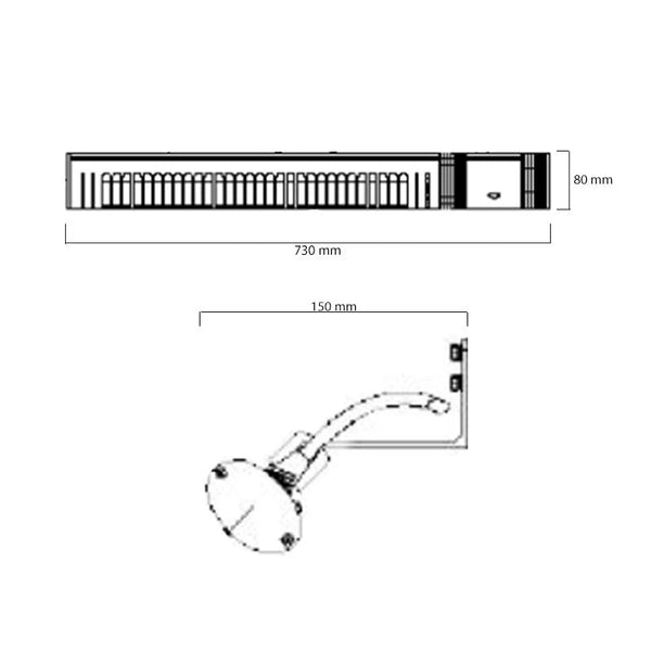 Terrassevarmer HEAT1 ECO High-line 2000W - Sort