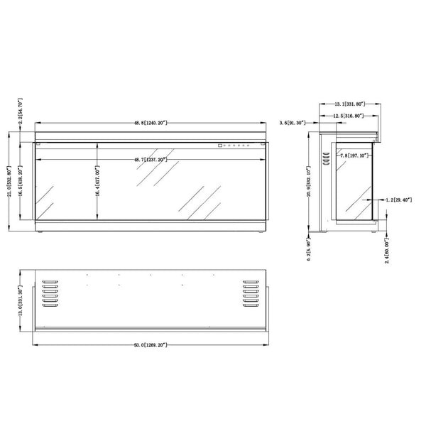 Superb 50 - 124 cm Indbygningselpejs
