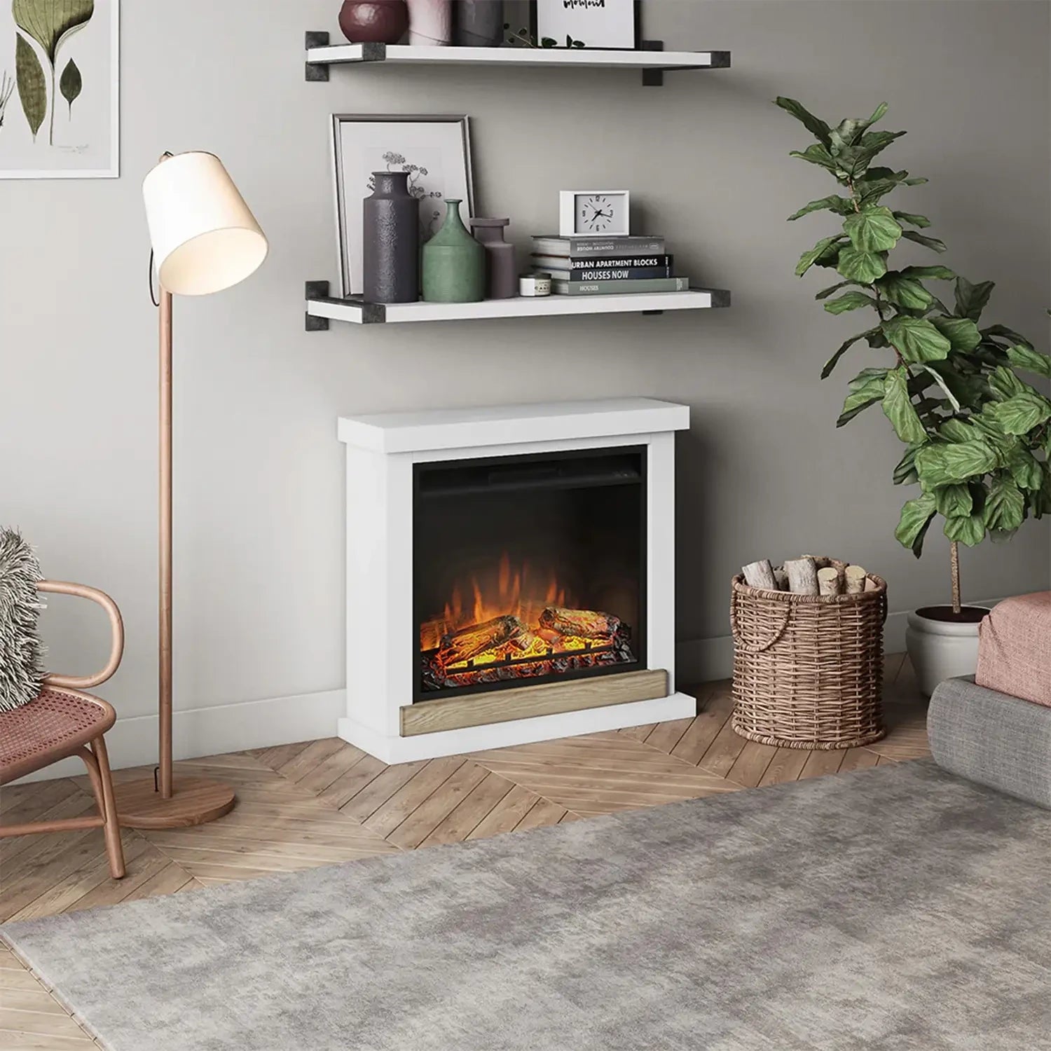 Hagen Hvid Elektrisk Kamin