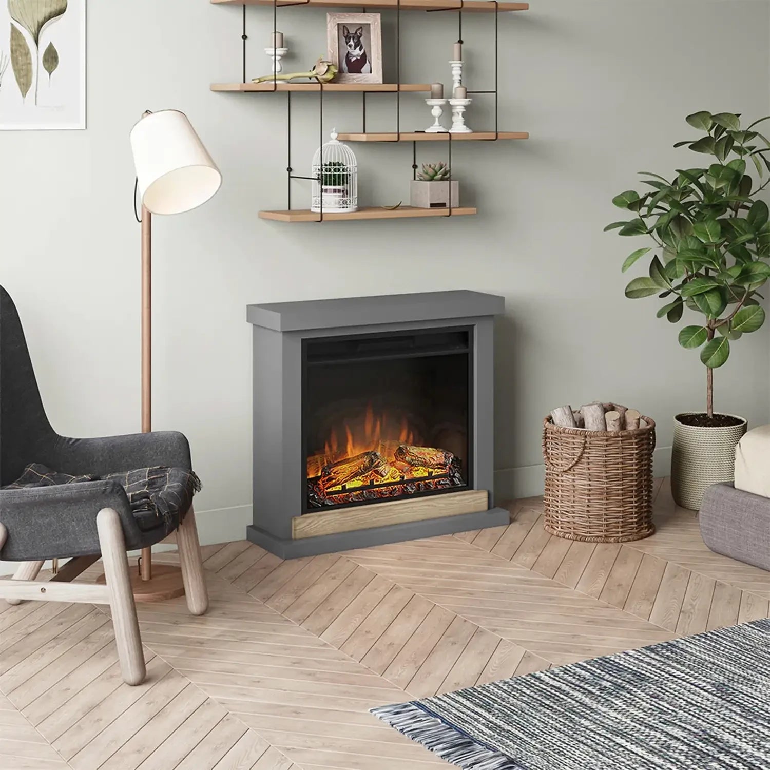 Hagen Electric Fireplace - Grey
