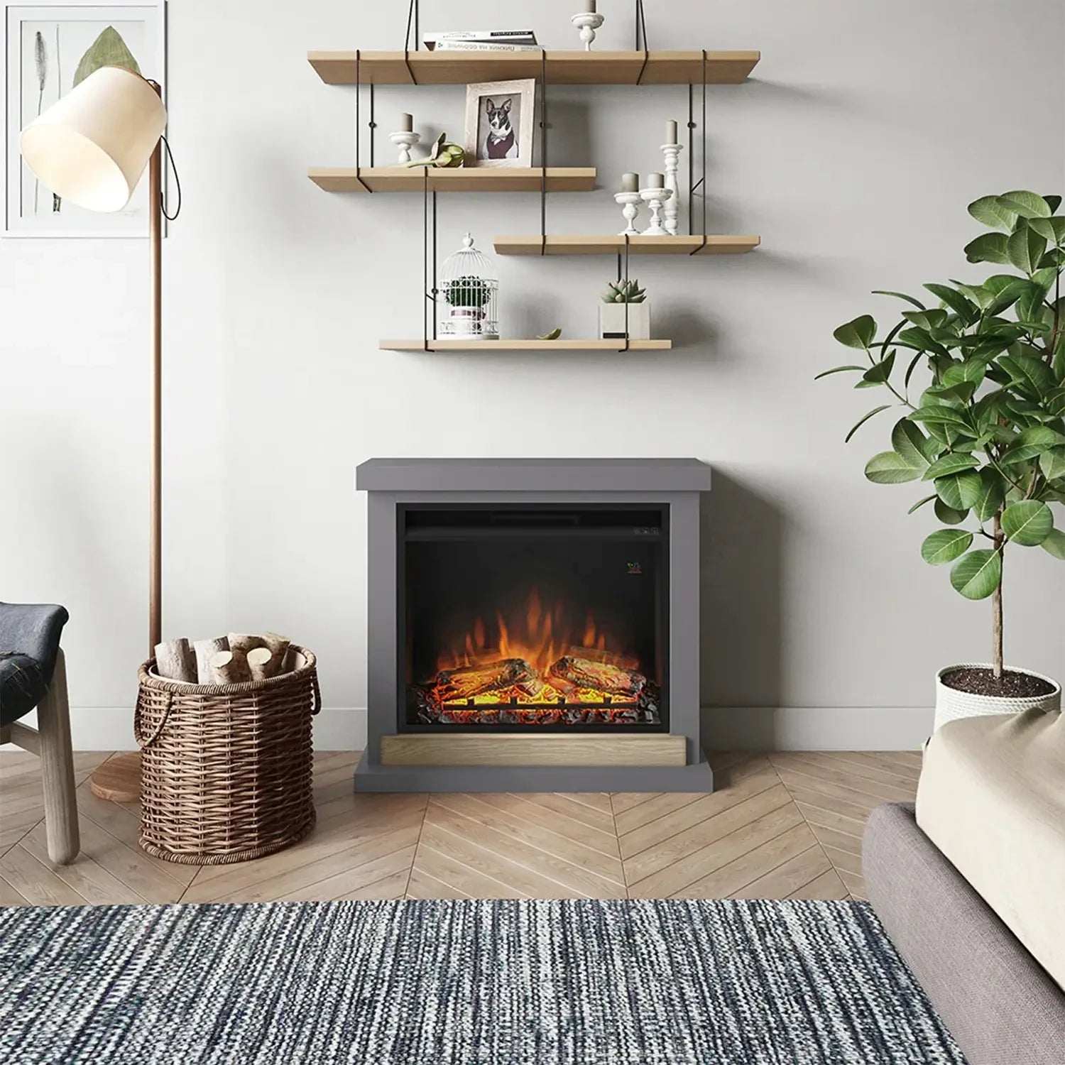 Hagen Electric Fireplace - Grey